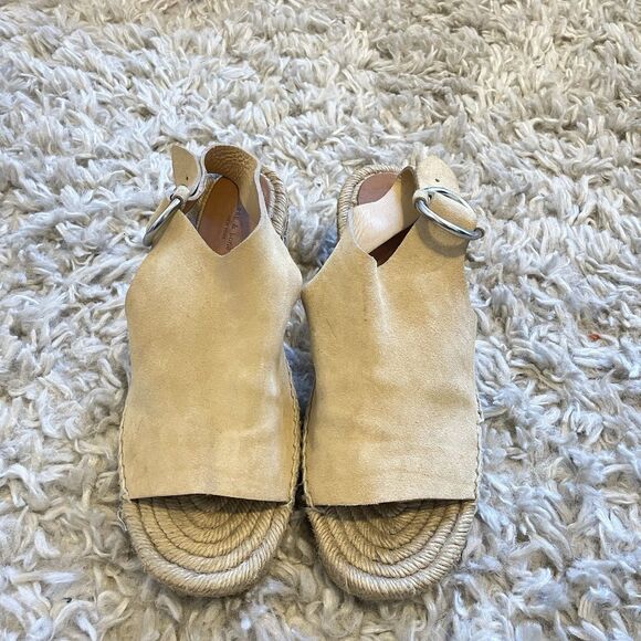 Rag & Bone Calla Wedge Sandals Women Size US 8 EU 38 Beige Espadrille Dune Suede - Picture 3 of 7